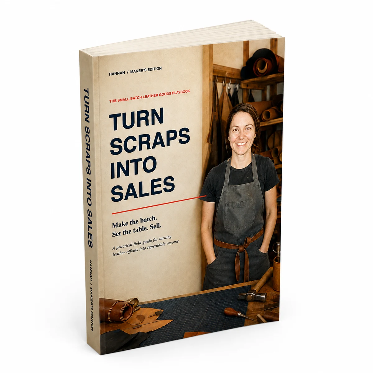 3D mockup of the Turn Scraps into Sales ebook cover